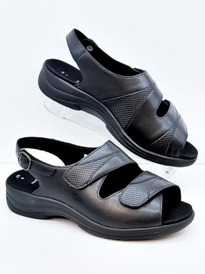 Solidus sandały damskie Moni 74019-01219 czarne, szerokie i tęgie stopy, tęgość M