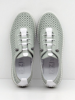 Super lekkie półbuty damskie IZZI 3671 zielone ze skóry naturalnej, tęgość G-H