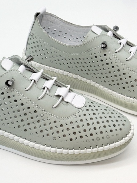 Super lekkie półbuty damskie IZZI 3671 zielone ze skóry naturalnej, tęgość G-H