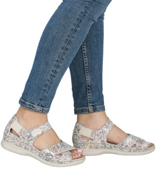 V7474-90 Rieker damskie sandały z zakrytą piętą, multikolor, ekoskóra, tęgość K