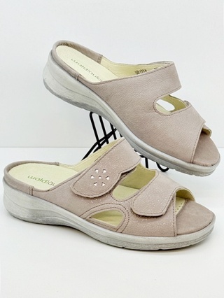 Waldlaufer damskie klapki Merle 811503 327 395 szare, duża tęgość M