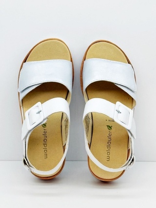 Waldlaufer damskie sandały K-Arlene 677001 200 989 białe skórzane, duża tęgość K