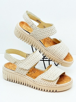 Waldlaufer sandały damskie K-Valerie 630002 160 111 szaro-beżowe, poszerzana tęgość K