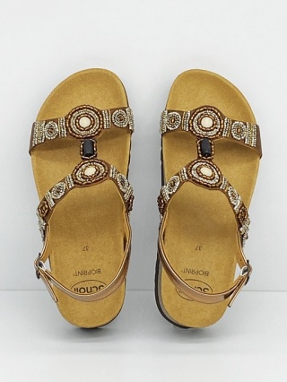 Zdrowotne sandały BOGOTA Scholl F32006 1011 brązowe, wkładka BioPrint, tęgość G średnia