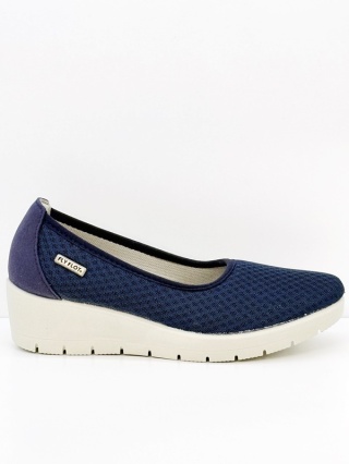 18X1538 Fly Flot buty damskie na koturnie niebieskie, tęgość K