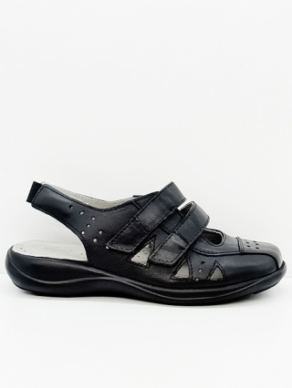 Axel 2451 czarne sandały zakrywajace palce, na szeroką stopę, tęgość M