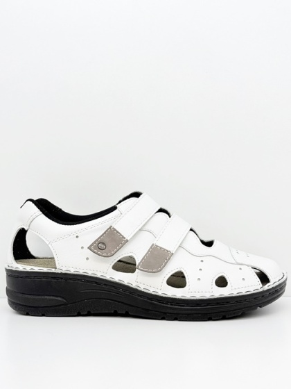 Berkemann damskie sandały Larena 03100-101 białe skórzane, tęgość regulowana H