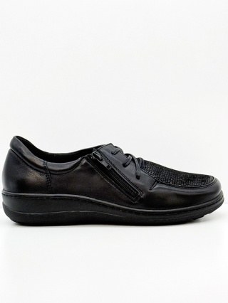 Buty Kosela Axel 1862 czarne stretch-14, szerokie damskie półbuty, tęgość H-K