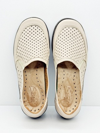 Buty damskie Kosela Medic 9208 beżowe, szerokie, ażurowe, miękki zapiętek, tęgość H