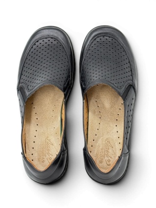 Buty damskie Kosela Axel 1627 czarne szerokie półbuty wsuwana, tęgość H