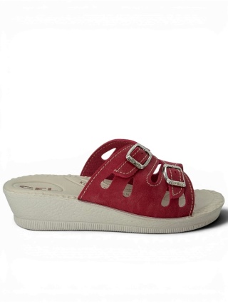 Damskie klapki Gel Comfort Ortomed 2802-N19-B czerwone, średnia tęgość G-H