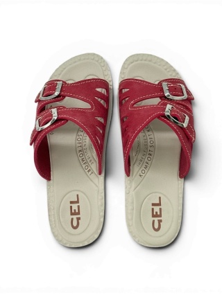 Damskie klapki Gel Comfort Ortomed 2802-N19-B czerwone, średnia tęgość G-H