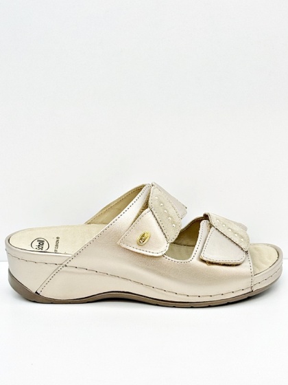 Obuwie Scholl damskie klapki Nives 2strap MF00859-2329 light gold, tęgość G-H