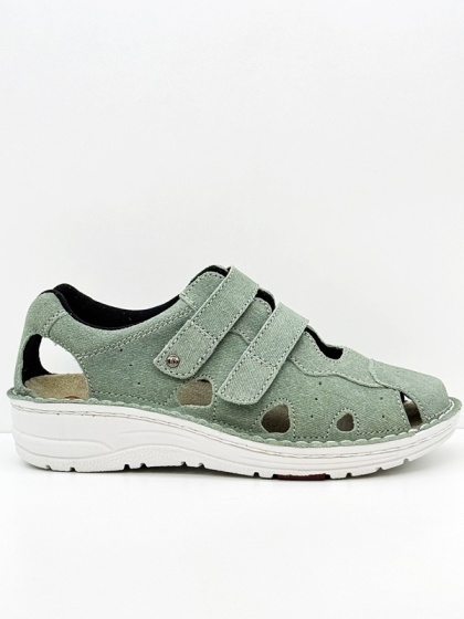 Sandały Larena Berkemann 03100-840 zielone, welur, tęgość H