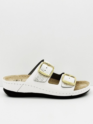 Scholl Aberdeen MF00706-1171 off white, miękkie klapki damskie, tęgość G-H