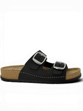 Scholl Bora 2 Buckles MF00751 1004 czarne klapki zdrowotne, tęgość G-H