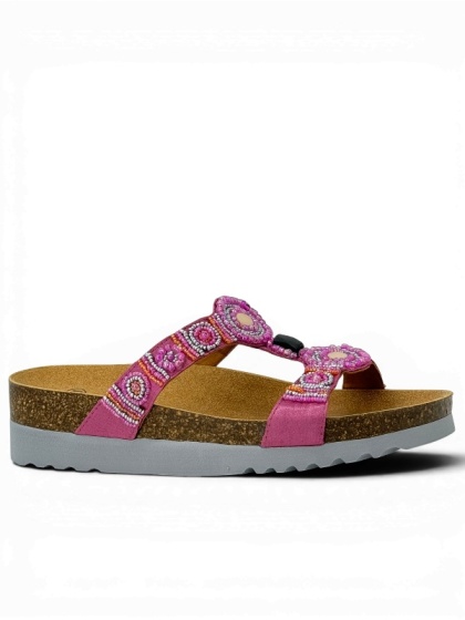 Scholl klapki New Bogota Wedge MF26607 1468 fuchsia/silver, tęgość G