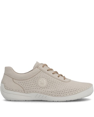 52546-60 Rieker wygodne beżowe półbuty, ażurowe, tęgość G mała