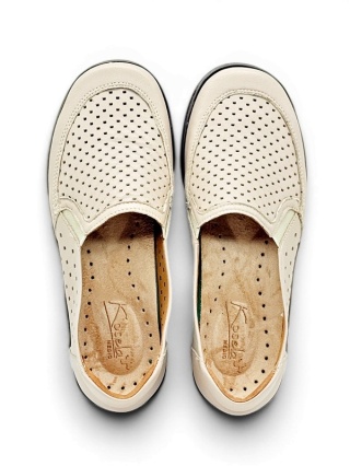 Buty damskie Kosela Medic 9208 beżowe, szerokie, ażurowe, miękki zapiętek, tęgość H