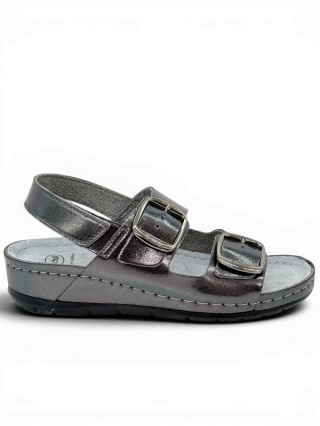 Damskie sandały Scholl Aberdeen F00738 1843 gunmetal, regulowana tęgość G-H