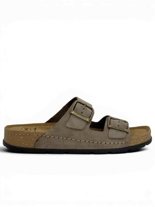 Scholl Klapki męskie Bora 2 Buckles Man F00710 1062 taupe, regulowana tęgość G-H