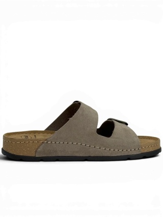 Scholl Klapki męskie Bora 2 Buckles Man F00710 1062 taupe, regulowana tęgość G-H