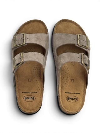 Scholl Klapki męskie Bora 2 Buckles Man F00710 1062 taupe, regulowana tęgość G-H