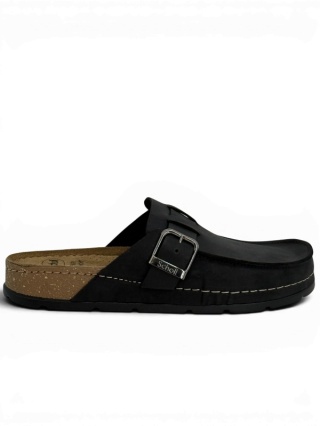 Scholl Bora Moccasin Man F3263 1004 czarne klapki męskie, regulowana tęgość G-H