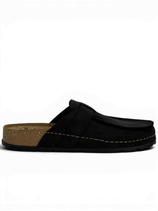 Scholl Bora Moccasin Man F3263 1004 czarne klapki męskie, regulowana tęgość G-H