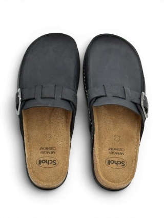 Scholl Bora Moccasin Man F3263 1004 czarne klapki męskie, regulowana tęgość G-H