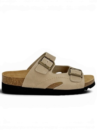 Scholl F23008 1002 beżowe zdrowotne klapki damskie Moldava Wedge AD, tęgość F