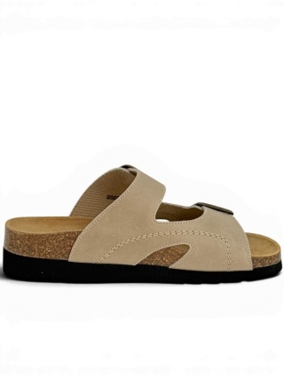 Scholl F23008 1002 beżowe zdrowotne klapki damskie Moldava Wedge AD, tęgość F