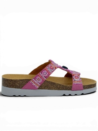 Scholl klapki New Bogota Wedge MF26607 1468 fuchsia/silver, tęgość G