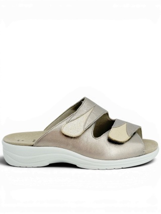 Solidus buty damskie 74022-30685 Moni beżowe klapki na tęgie stopy, weite M