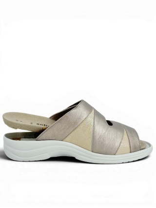 Solidus buty damskie 74022-30685 Moni beżowe klapki na tęgie stopy, weite M