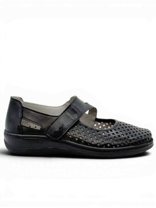Szerokie buty Axel 1879 czarne, ażurowe, na rzepy, zakres tęgości H-J-K