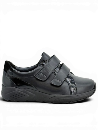 Szerokie damskie buty Solidus MIA 43026-00927 czarne, tęgość M