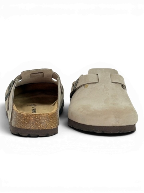 Szerokie klapki clogi zdrowotne Dr Brinkmann 600177-08 Nerpio taupe, tęgość H-M