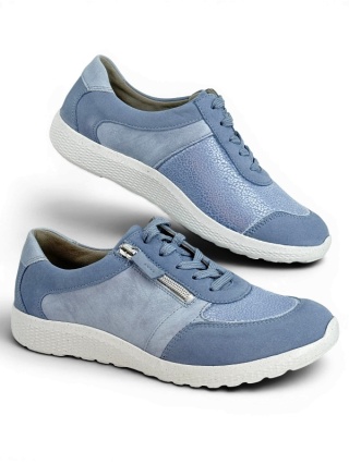 Szerokie półbuty damskie Waldlaufer M-Ira 815M01 408 267 blue, bardzo duża tęgość M-N