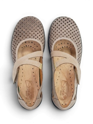 Wygodne buty Kosela 9879 1879 beż egzotico, szerokie baleriny, tęgość H-J