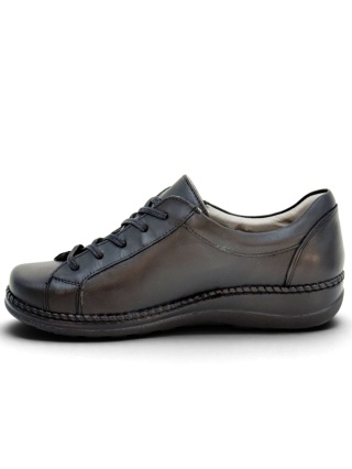 1814 Axel Comfort buty damskie czarne, skórzane, regulowana tęgość H-J, boczny zamek