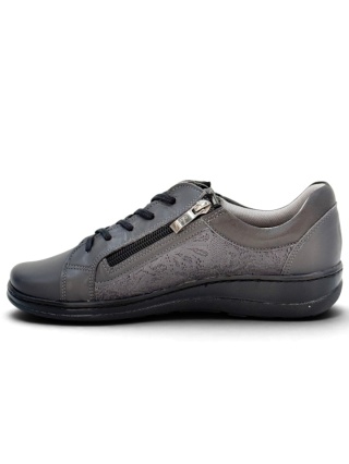 Buty Axel 1790 szare, szerokie półbuty damskie ze streczem, regulowana tęgość G-H-J