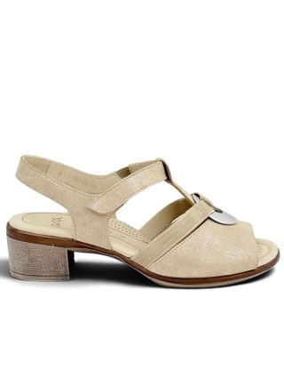 Buty Ara Lugano HighSoft 12-35730 05H beżowe eleganckie sandały damskie, tęgość H