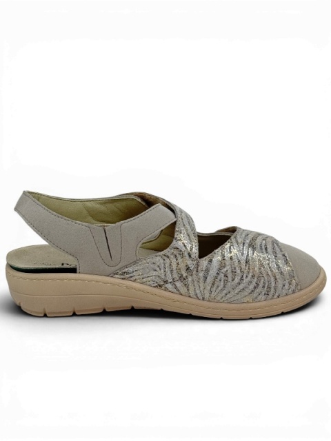 Buty Podowel GRETA beige, srednio szerokie sandały damskie, tęgość J-K