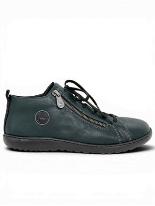 Buty barefoot damskie Rieker 52804-54 ciemno zielone, tęgość G - stopa normalna