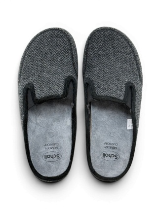 Męskie pantofle domowe Scholl ELIO Elastic F32530 szare, poszerzana tęgość H