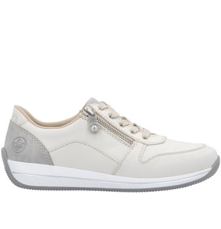 N1100-80 Rieker sneakersy beżowe damskie, tęgość H, Extra Weite