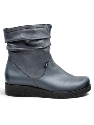 4092 Axel buty zimowe damskie skórzane, marine gold, poszerzona tęgość H