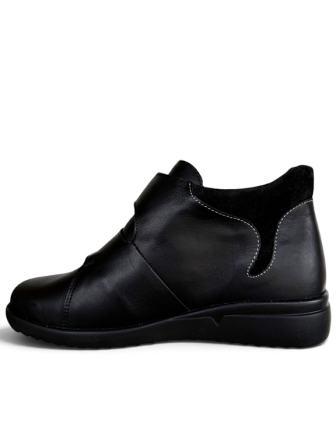 Botki damskie Solidus Maren 49504-00105 czarne, szerokie i tęgie stopy, tęgość M