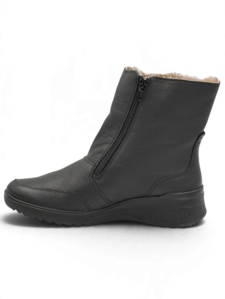 Botki damskie premium Ara 12-58512-01 czarne Munchen-St 2.0 futro merino, tęgość H